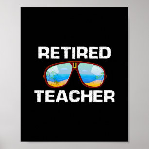 Poster Enseignant retraité Vue sur les palmiers Vacances