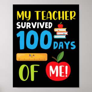Poster Enseignant Survécu 100 Jours De Moi Amusant 100 Jo