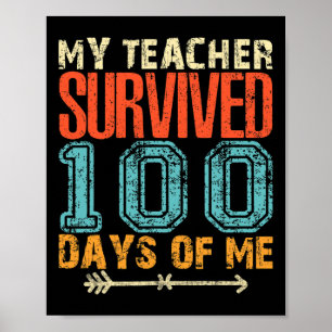 Poster Enseignant Survécu 100 Jours De Moi Amusant 100 Jo