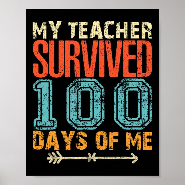 Poster Enseignant Survécu 100 Jours De Moi Amusant 100 Jo (Devant)