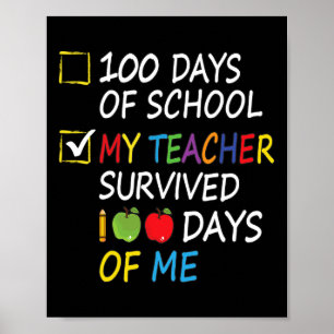 Poster Enseignant Survécu 100 Jours De Moi Enseignant Fun