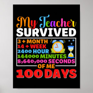 Poster Enseignant Survive 100 Jours De Moi Amusant 100 Jo