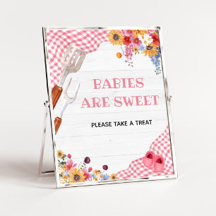 Poster Enseigne Bébés Sont Mignons Fête de Bébé Barbecue