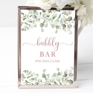 Poster Enseigne Bulles Bar à Eau Colorée Verdure Pétillan