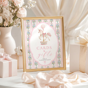 Poster Enseigne Carousel Cartes Roses et Cadeaux
