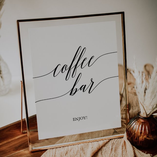 Poster Enseigne de bar à café en calligraphie noire éléga (Créateur téléchargé)