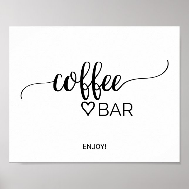 Poster Enseigne de bar à café en calligraphie noire simpl (Devant)