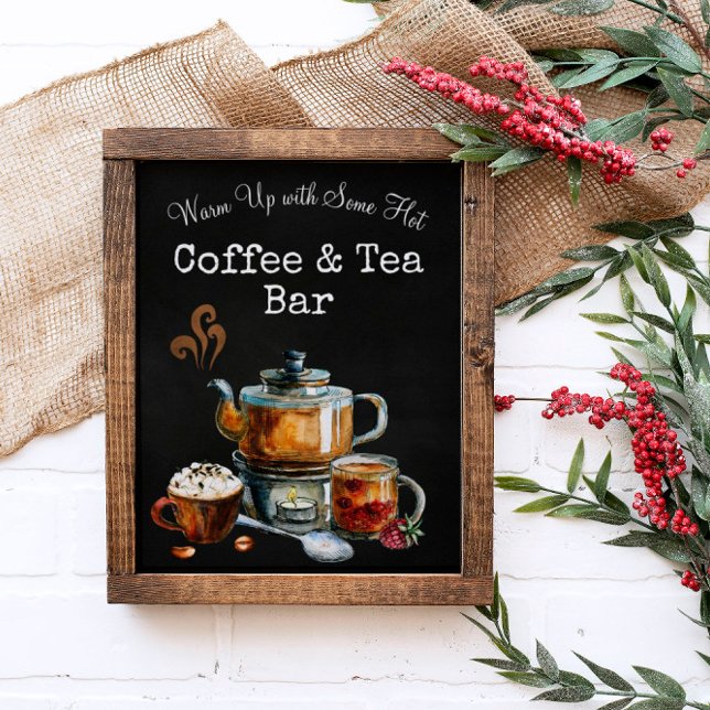 Poster Enseigne de bar à café et thé chaud (Créateur téléchargé)