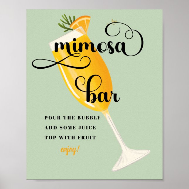 Poster Enseigne de bar à Mimosa pour déjeuner de mariage  (Devant)
