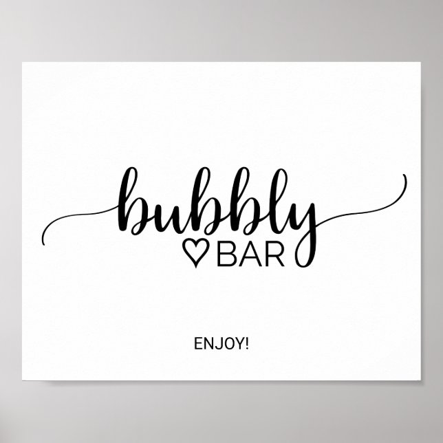 Poster Enseigne de bar bulles en calligraphie noire simpl (Devant)