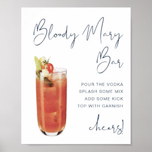 Poster Enseigne de bar CAITLIN Bloody Mary bleu marine mo