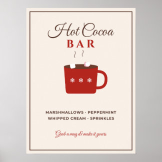 Poster Enseigne de Bar de Chocolat Chaud Fête de Noël Cho