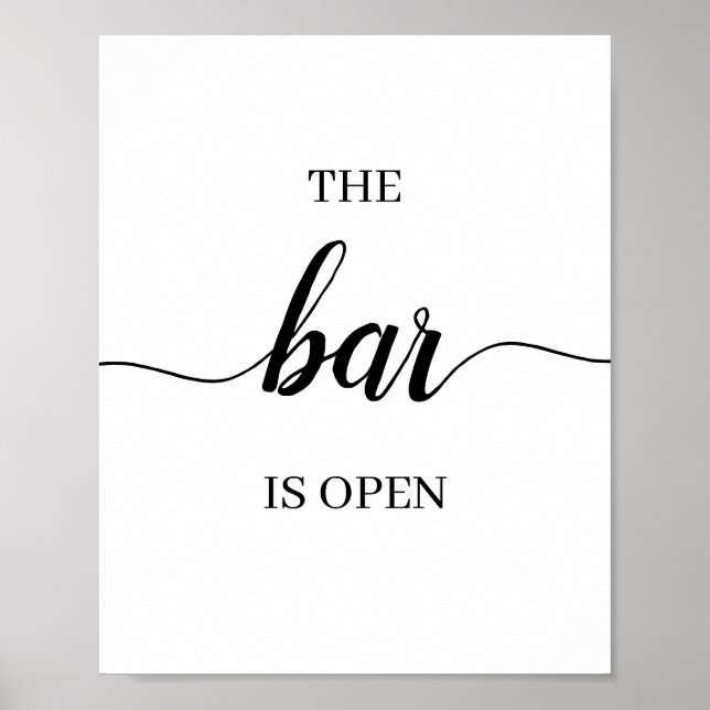 Poster Enseigne de bar de mariage en calligraphie (Devant)