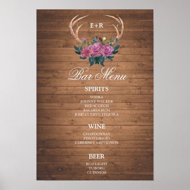 Poster ENSEIGNE DE BAR  grand panneau | Bois de cerf | ba (Devant)