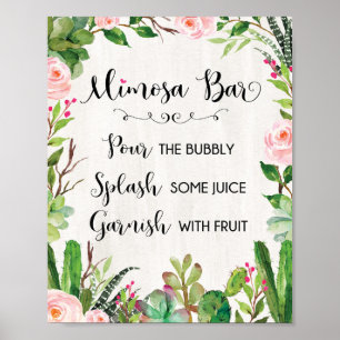 Poster Enseigne de bar Mimosa Mariage Succulente Cactus F