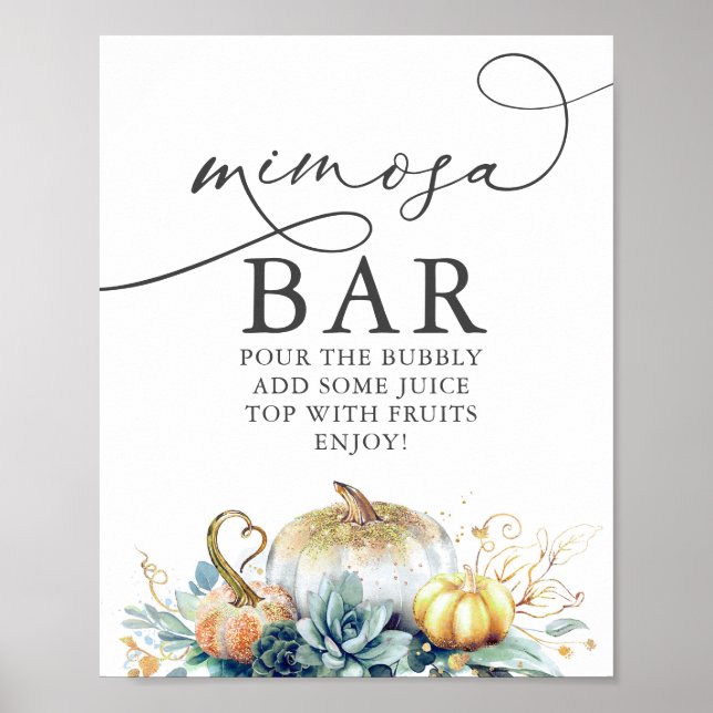 Poster Enseigne de bar Mimosa Succulents Citrouilles Ente (Devant)