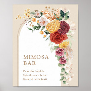 Poster Enseigne de bar Mimosa Tropical Boho Floral