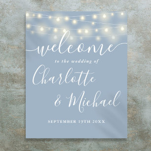 Poster Enseigne de bienvenue de mariage avec guirlande lu