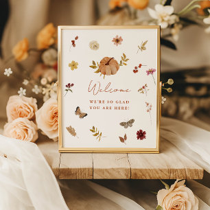 Poster Enseigne de bienvenue de mariage bohème d'automne 