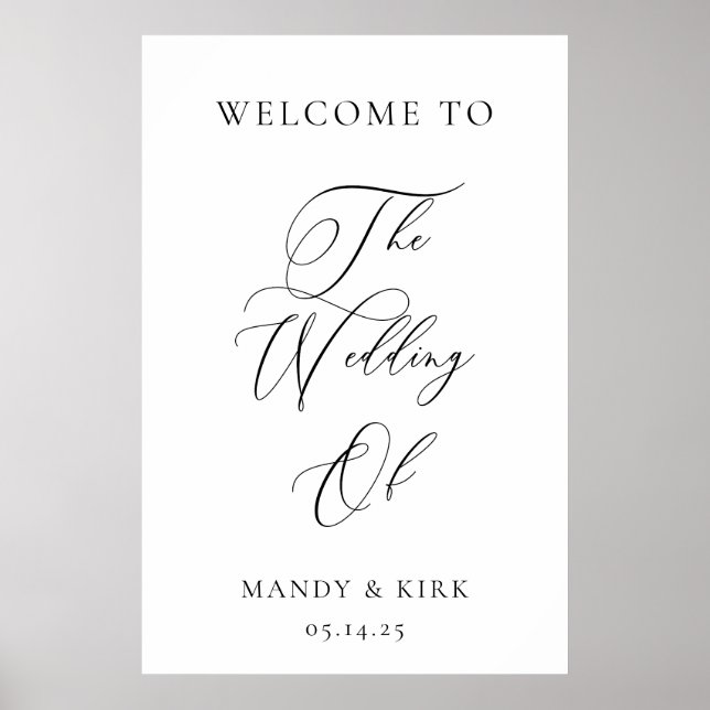 Poster Enseigne de bienvenue de mariage personnalisée 24x (Devant)