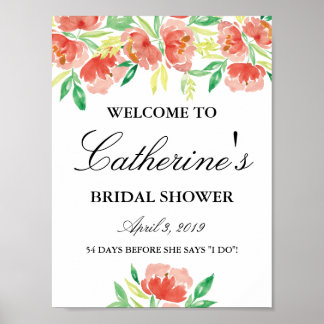 Poster Enseigne de bienvenue pour la douche de mariée Fle