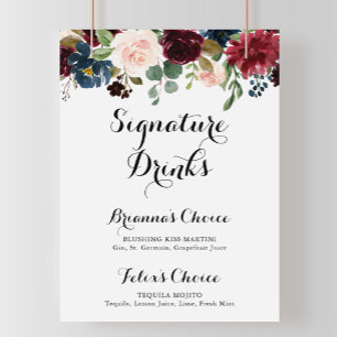 Poster Enseigne de boissons à signature de calligraphie r