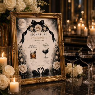 Poster Enseigne de boissons de luxe gothique avec nœud no
