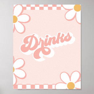 Poster Enseigne de boissons pour Baby Shower Groovy