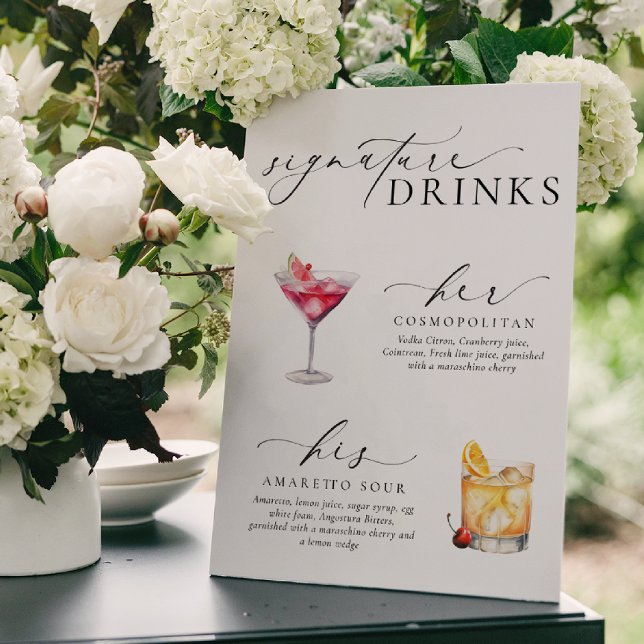 Poster Enseigne de boissons signature modernes minimalist (Signature Drinks Sign Ellesmere White )