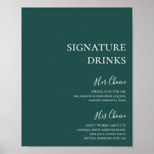 Poster Enseigne de boissons signature vert foncé