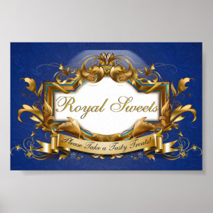 Poster Enseigne de buffet de bonbons élégants Royal Sweet