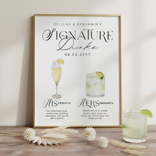 Poster Enseigne de buisson de mariage de boisson signatur