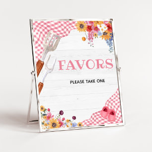 Poster Enseigne de cadeaux de Baby Shower Barbeque Rose