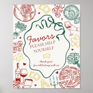 Poster Enseigne de cadeaux de fête pour dîner de pâtes it