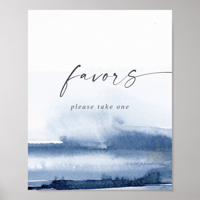 Poster Enseigne de cadeaux de mariage bleue à l'aquarelle (Devant)