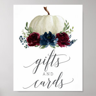 Poster Enseigne de cadeaux et de cartes Citrouille Navy B