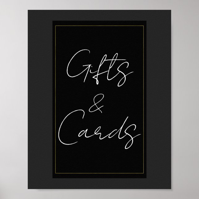 Poster Enseigne de cadeaux et de cartes modernes gris noi (Devant)