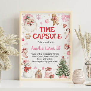 Poster Enseigne de capsule temporelle de Noël rétro d'hiv
