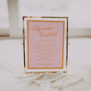 Poster Enseigne de carte de cocktails rose orange Glow Su