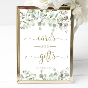 Poster Enseigne de cartes et cadeaux aquarelle verdure