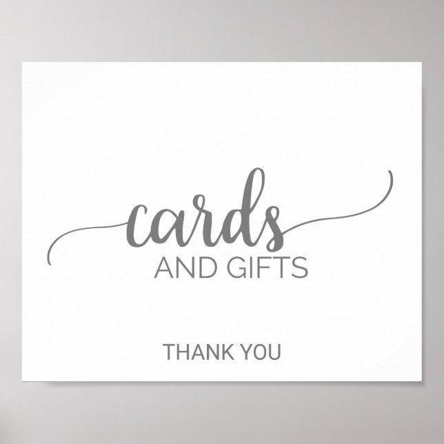 Poster Enseigne de cartes et cadeaux de calligraphie Gris (Devant)