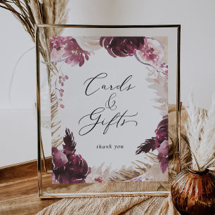 Poster Enseigne de Cartes et Cadeaux en Herbe de Pampa Bo