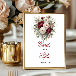 Poster Enseigne de Cartes et Cadeaux Rouge Bourgogne Vint