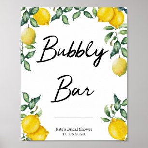 Poster Enseigne de citrons personnalisée Bubbly Bar