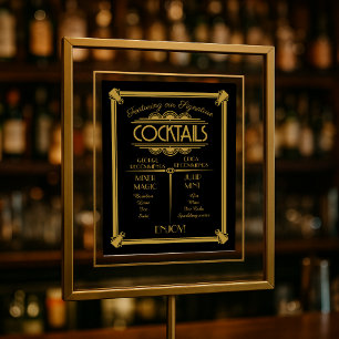 Poster Enseigne de cocktail Art déco, signature, enseigne