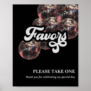Poster Enseigne de faveur boule à facettes Disco des anné