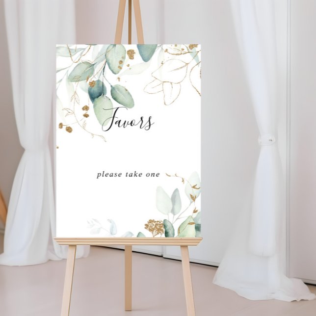 Poster Enseigne de Faveurs de Calligraphie Eucalyptus Or (Créateur téléchargé)