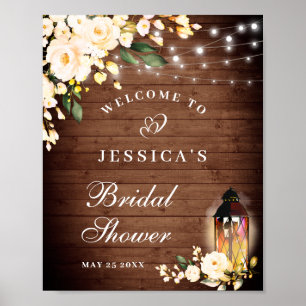 Poster Enseigne de Fête de Mariage Florale Wood & Blush R