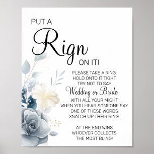 Poster Enseigne de jeu de baby shower de mariage aquarell