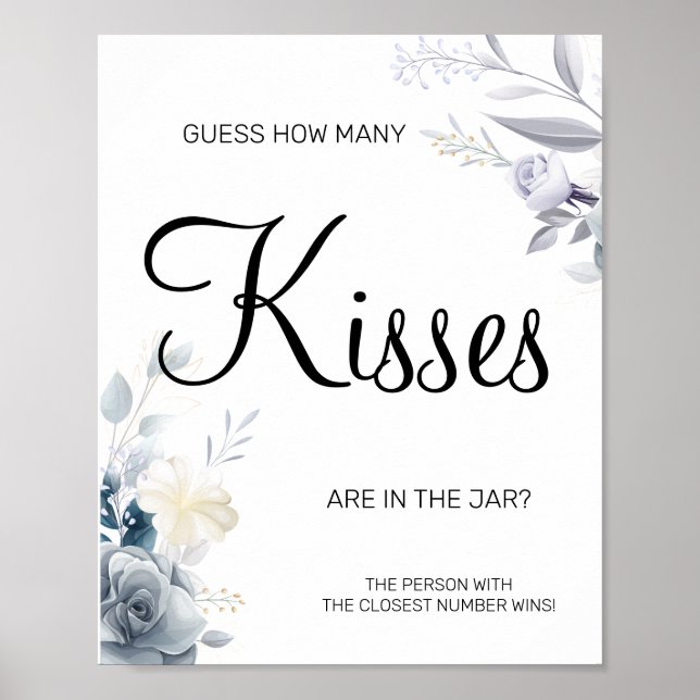 Poster Enseigne de jeu de douche de mariage aquarelle Com (Devant)